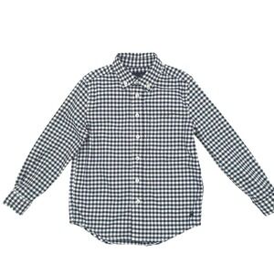 Brooks Brothers Boys Gingham Check Button Down Shirt Navy Blue White 6Y
